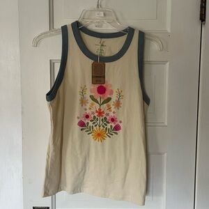 Natural Life Tank Top with Blue Trim